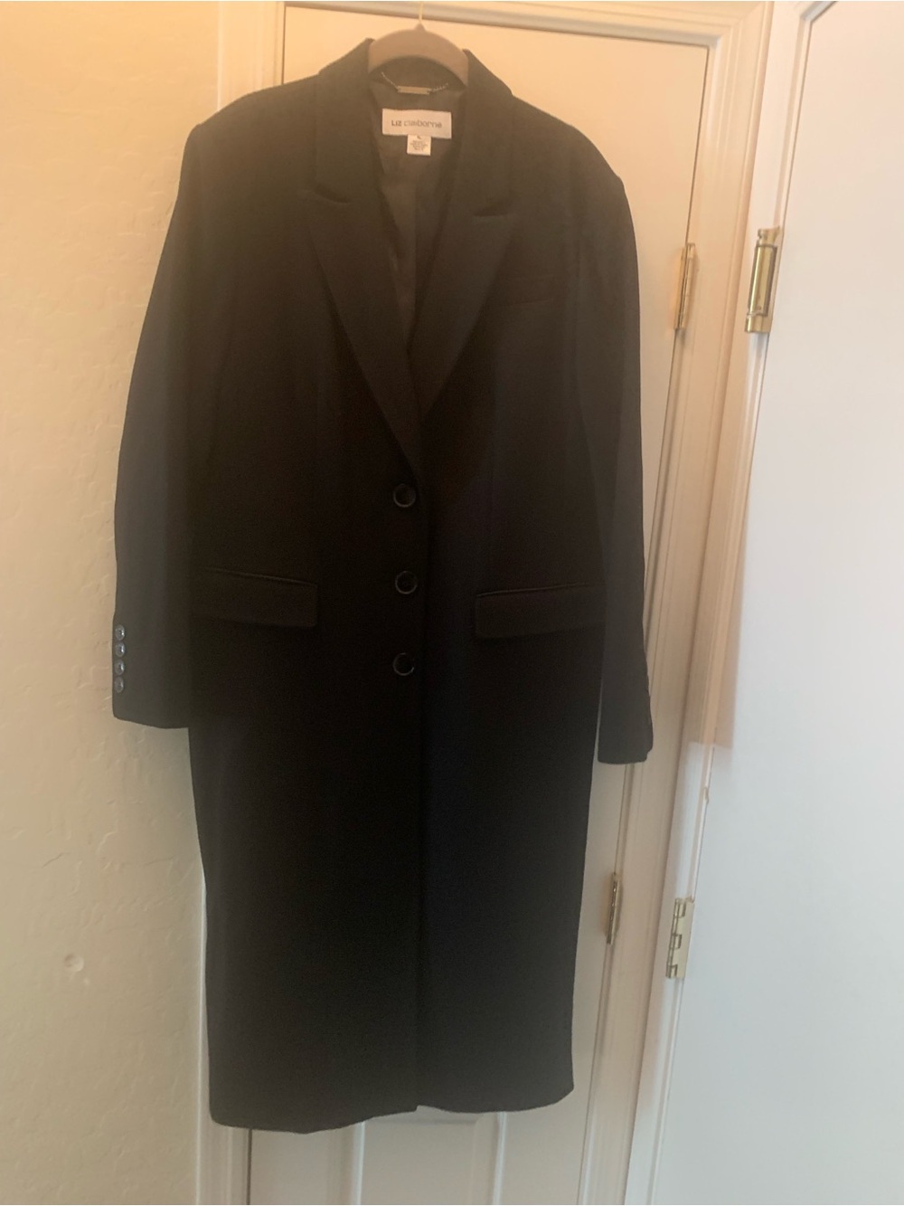 Liz Claiborne Black Long Women's Wool Coat